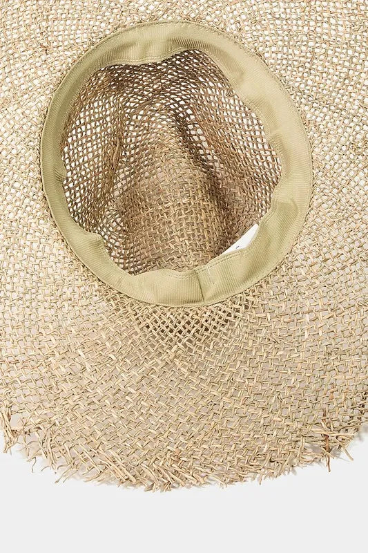Fringe Edge Straw Braided Western Fedora Hat