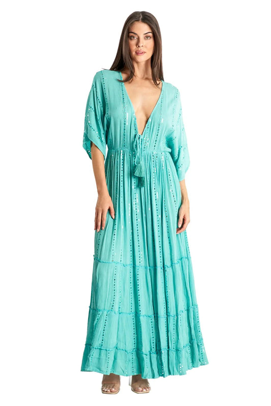 White embellished Maxi Resort Vacation Dress
