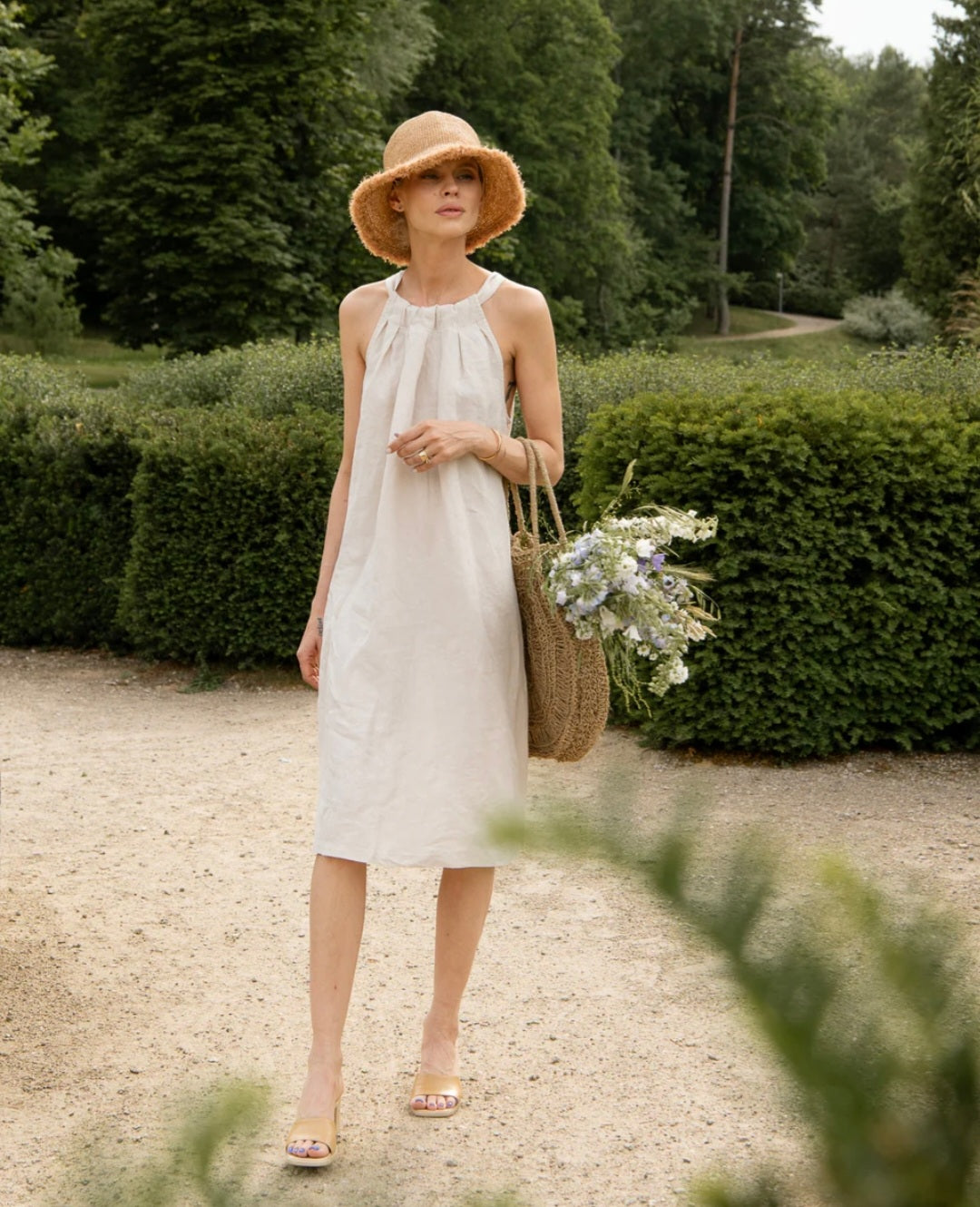 Ivory Linen Halter Dress