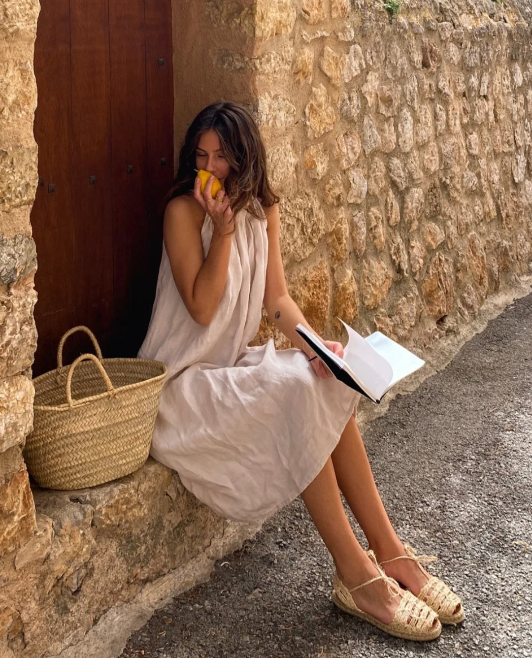 Ivory Linen Halter Dress